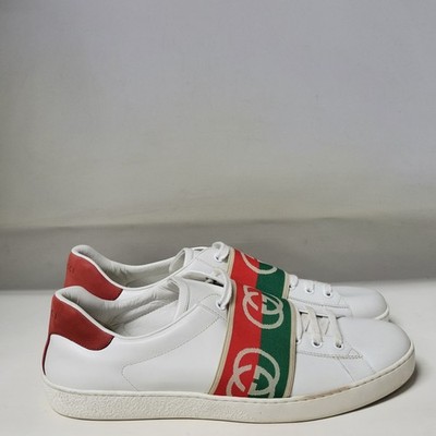 Gucci Men Ace Elastic Web Interlocking GG White/Red/Green (LEFT 10.5 / RIGHT 10)