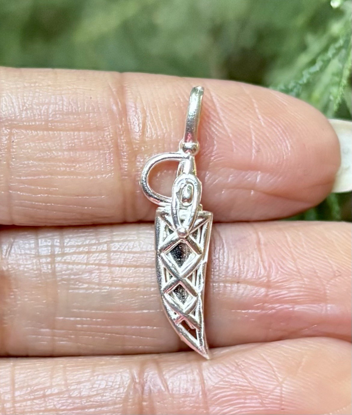 Pure Silver Chaku Knife Sikh Katar Nazar Locket Pendant for Evil Eye Protection