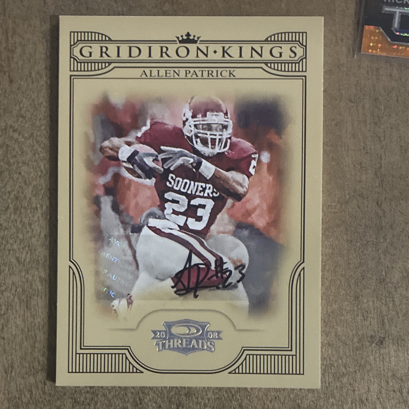 Allen Patrick Donruss Threads College Gridiron Kings #CGK2 Material Autograph