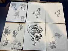 Unicorns tattoo flash Art Butler PA 1990s - 6 B W Prints
