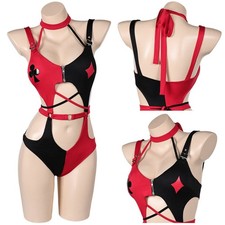 Haley Quinn Cosplay Costume Halloween Haley Swimsuit Bikini Set Bathing Swimming