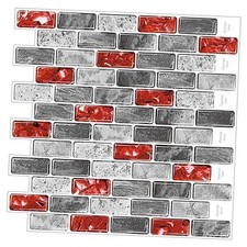 Marble Peel and Stick Backsplash for Kitchen, 10-Sheet Stick on Backsplash Red