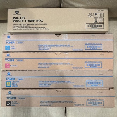 Konica Minolta TN328 Toner Set CMYK & WX-107 Waste Box bizhub C250i C300i C360i