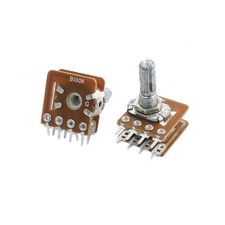 100KOhm 7mm Thread Knurled Shaft Dual Rotary Taper Potentiometer 2Pcs