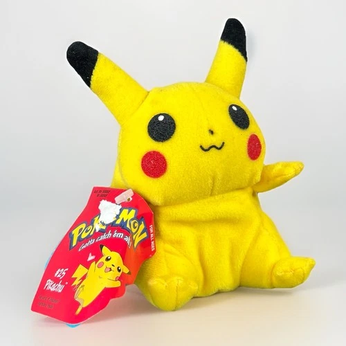 Pikachu Plush 1998 Pokemon 6” Tall Nintendo Hasbro Vintage Toy #25 w/ Tag