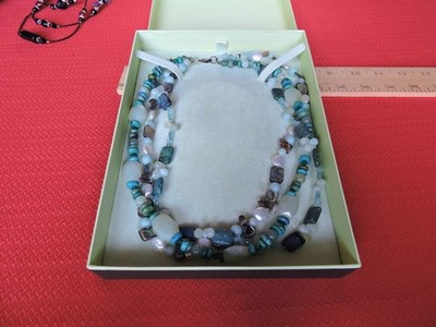 Ross Simons 3-Strand Multi Gem/Shaped Strand W/Original Box Pre-Owned Never Worn