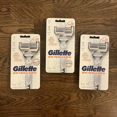 NEW Lot of 3 Gillette SkinGuard Sensitive Razor Handles + Cartridges 2018