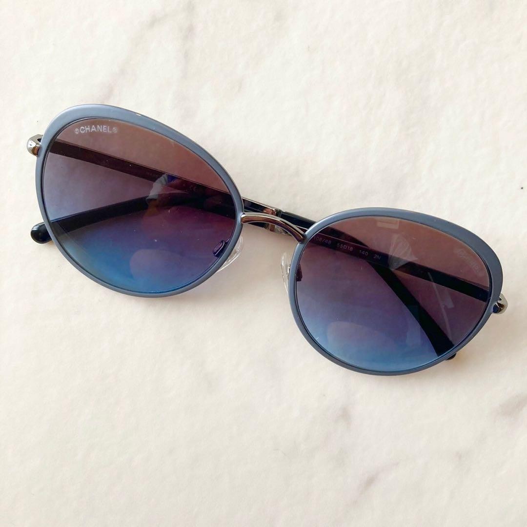 CHANEL Coco Mark Silver Frame Sunglasses