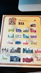 1982 commemorative South African card with complete set of historic buildings