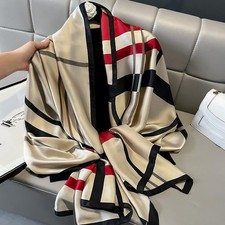 Women Satin Silk Scarf Hijab Shawl Fashion Summer Beach Sunscreen Wrap Stole UV