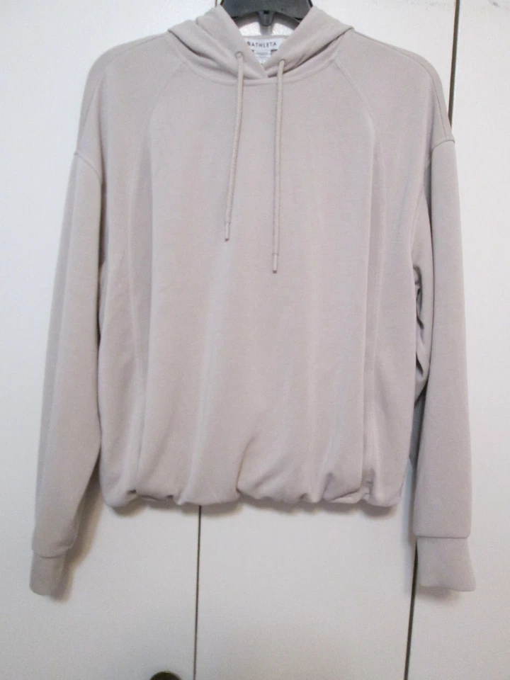 ATHLETA Women's Seasoft Bubble Hem Hoodie-Light Beige-Size S - Image 4 of 4