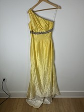 Sherri Hill Dress Women’s 6 Yellow Prom Maxi One Shoulder Bling Beaded Gown