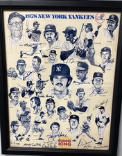 1978 Burger King Signed Poster 24x20 Baseball WS Yankees 27 Autos Framed JSA