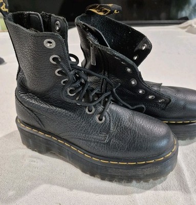 Dr Doc Martens Jadon III Sz 8 Chunky Platform 8-Eye Lace Up Boots Black Leather