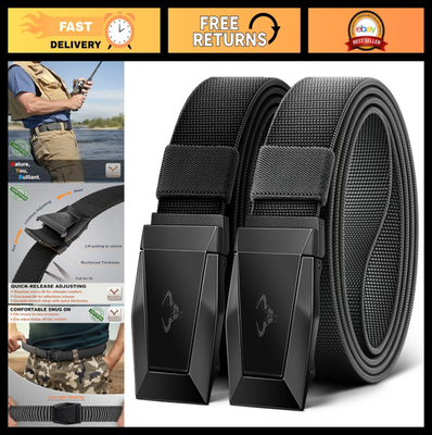 #ad Men#x27;s Tactical Belt 2 Pack Heavy Duty Stretch Western Rigger Web Belt 1.5quot; Fit $49.99