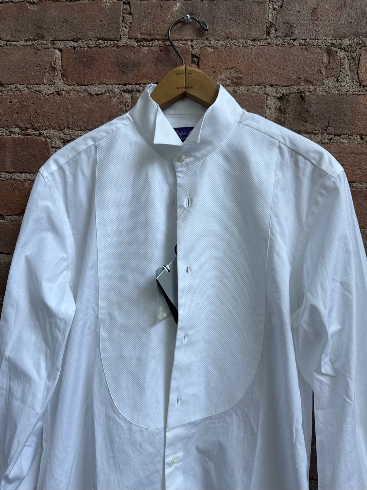 Ralph Lauren Purple Label Sartorial Mens Tuxedo Shirt Size 15, Wing Collar Italy image 3