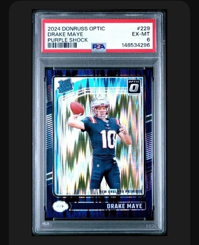 2024 Panini Donruss Optic - Rated Rookie Drake Maye #229 Purple Shock Prizm (RC)