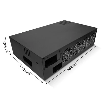 Mining rig Frames with 4/8 High Airflow Fans, Max 8 GPUs Mining Rig Case for ETH
