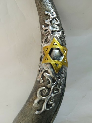 Shofar Yemenite Kudu Horn 38''+ With Sterling Silver Plated +3D Jerusalem Curved - Picture 9 of 13