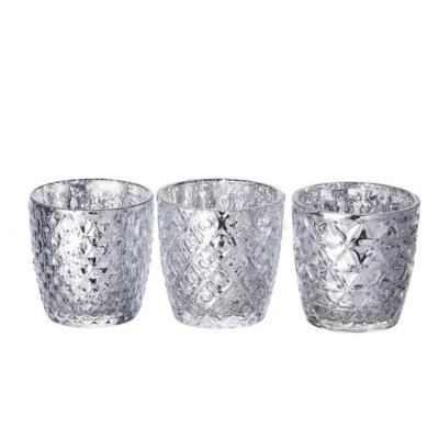 6 pcs 3'' Glass Votive Candle Holders Assorted Geometric Designs Party Supplies