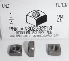 1/4-20 REGULAR SQUARE NUTS STEEL PLAIN 7/16 AF X 3/16 TH (500)