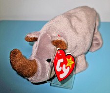 Ty Beanie Babies - Spike Rhino 1996 RARE, ERRORS  Excellent, Retired, Baby 