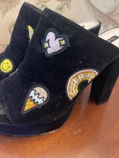 Woman?s Rave Shoes Mules Throwback MICHAEL ANTONIO Peace Rainbow heels Clogs