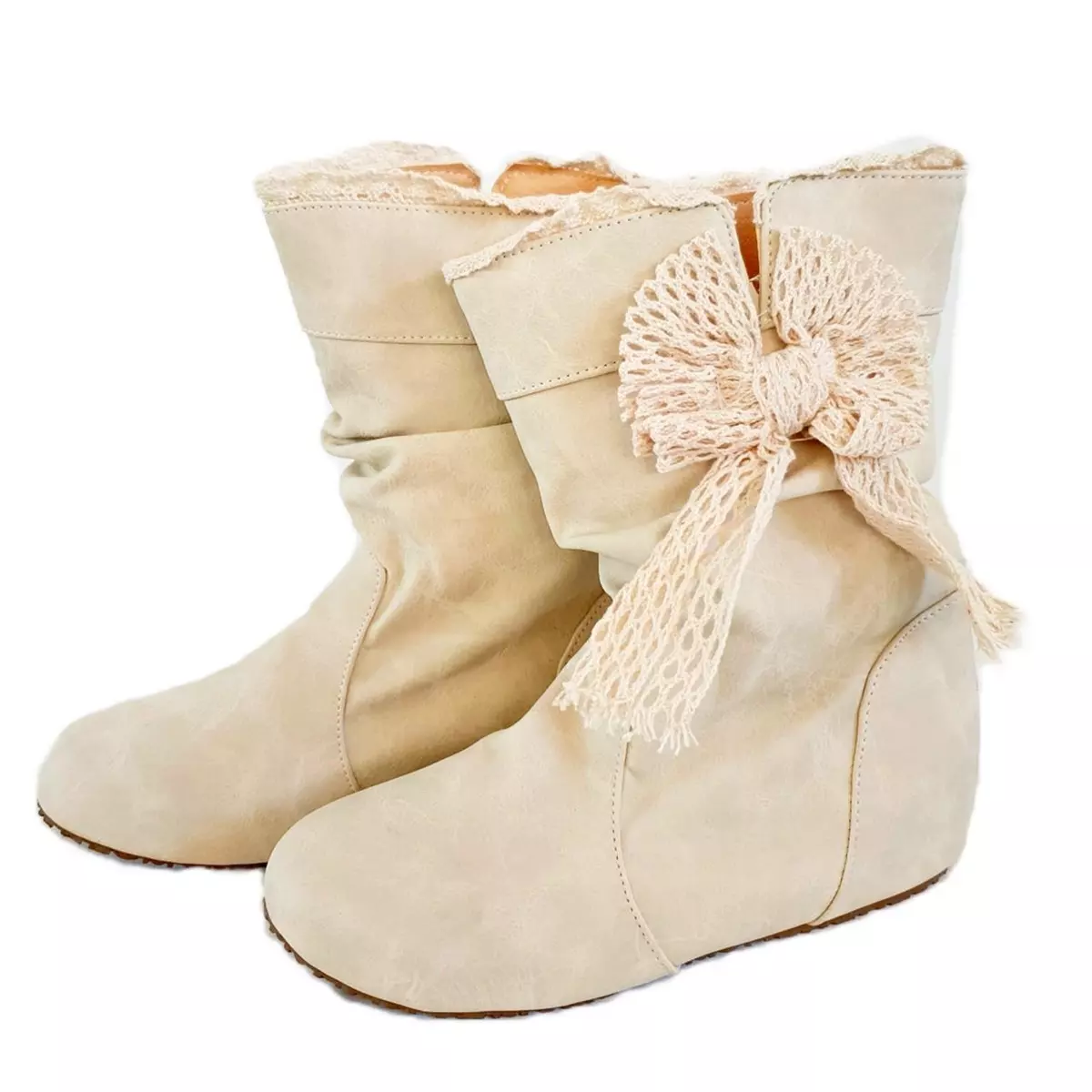 Cream flat cheap boots