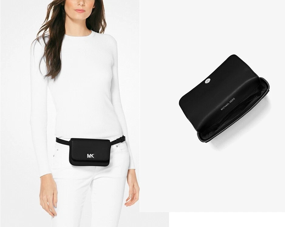 MICHAEL KORS Mott black 100 cow Leather Belt Bag 30S8SOXN1L one size NWT