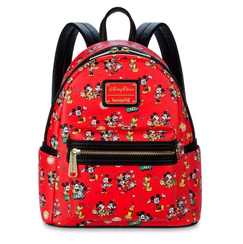 Loungefly Disney Mickey and Minnie Mouse With Pluto Mini Backpack Disney Parks