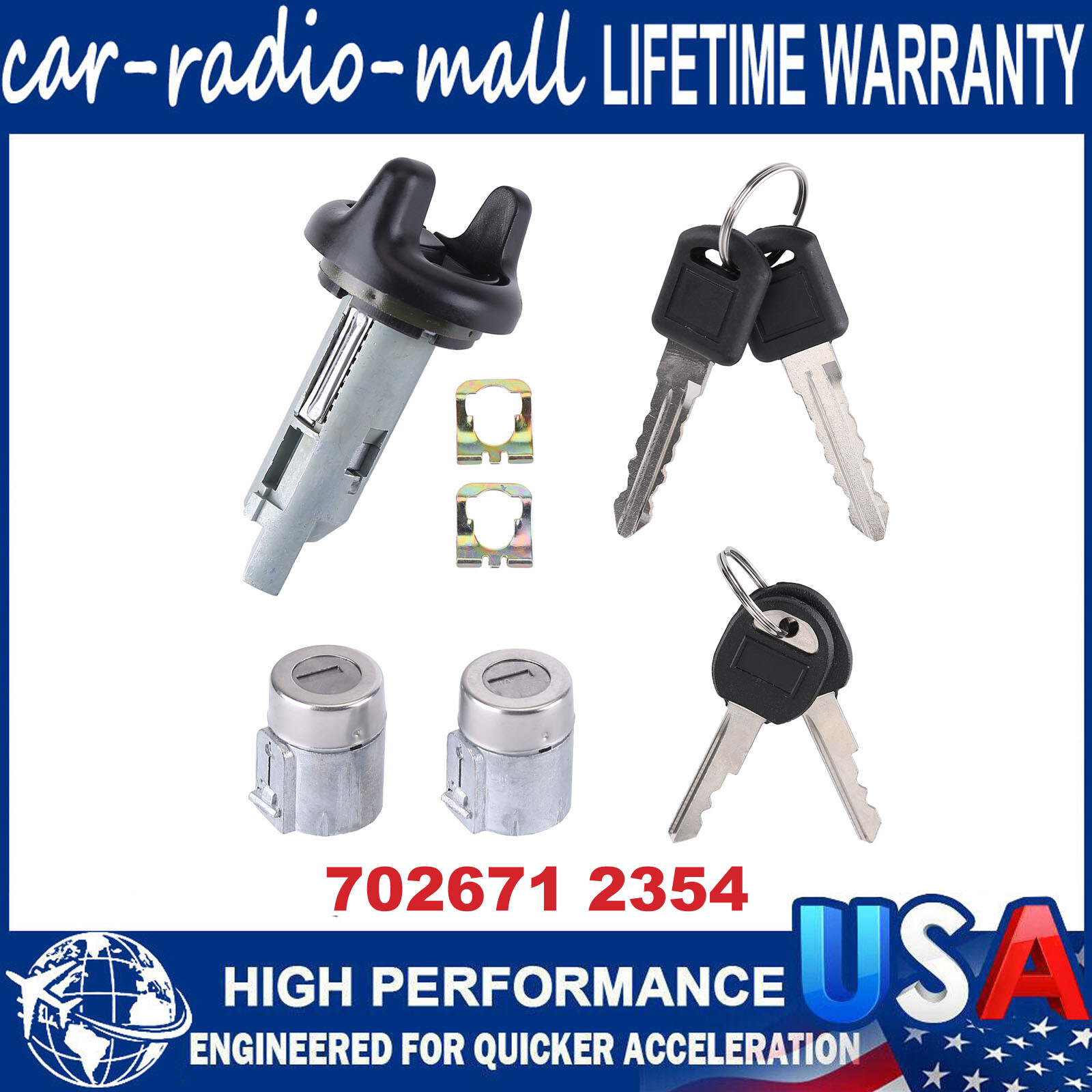 For Chevy GMC Ignition Key Switch Lock Cylinder & Door Lock Tumbler Set