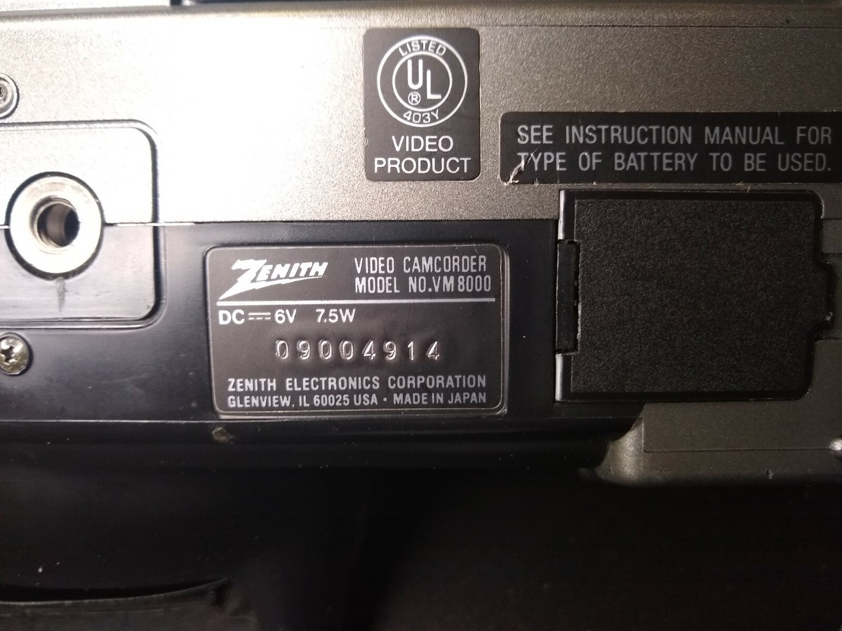 Zenith Vm8000 Camcorder Untested For Parts Or Repair | eBay