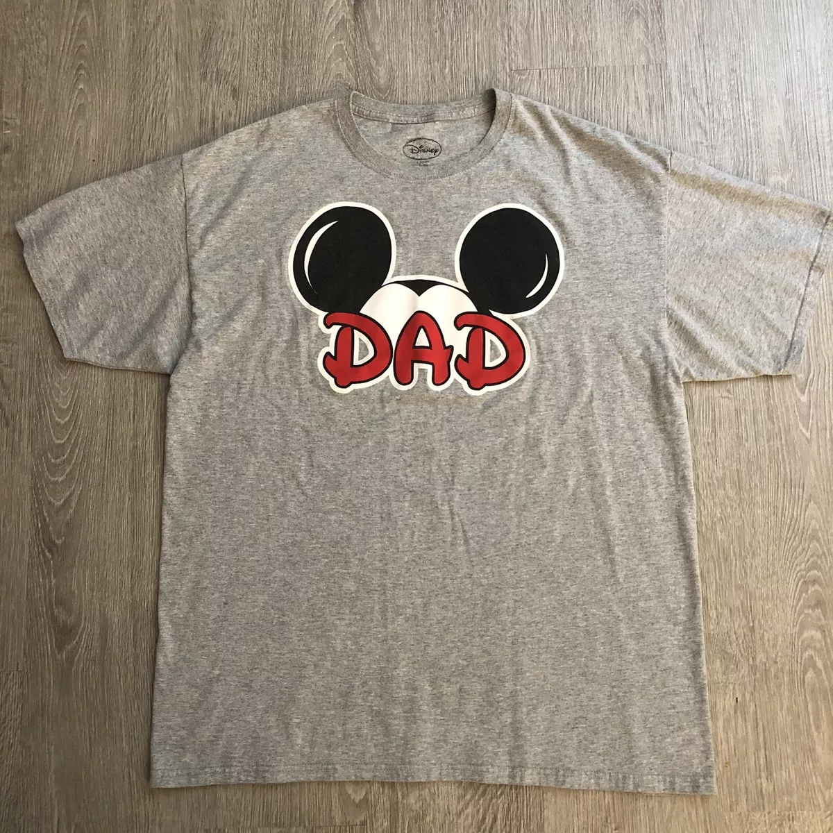 Disney Mickey Mouse DAD Father T Shirt Mens XL Heather Gray Cotton