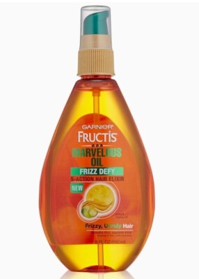 GARNIER Fructis Marvelous Oil 5 Actions Hair Elixir Frizz Defy New