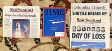 RARE Space Shuttle Columbia Disaster Newspaper Magazine Group Launch Loss