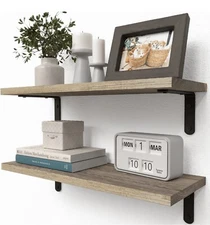 Set of 2 Rustic Wood Floating Shelves