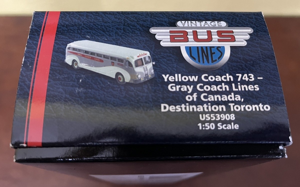Vintage Corgi Yellow Coach 743 Gray Coach Lines Toronto US53908 1