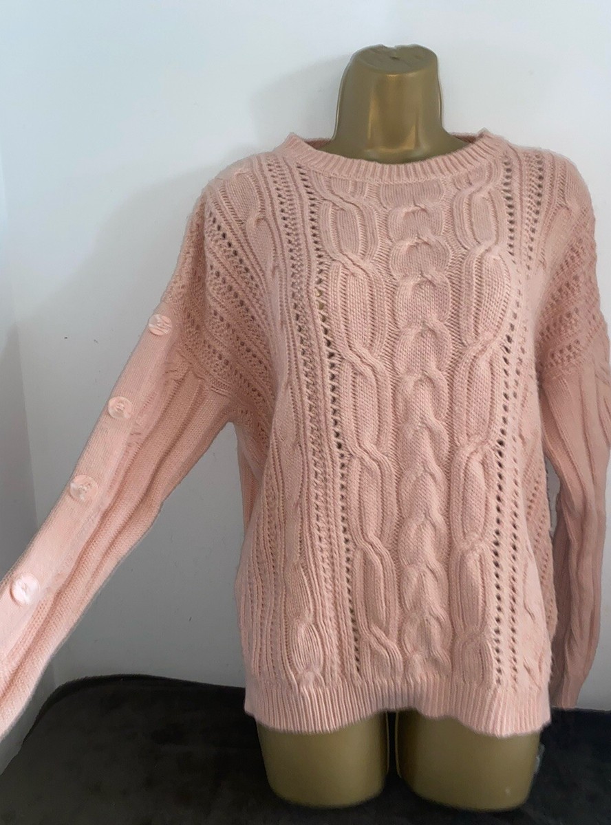 M&S Pink Cable Knit Sweater/jumper Size 18