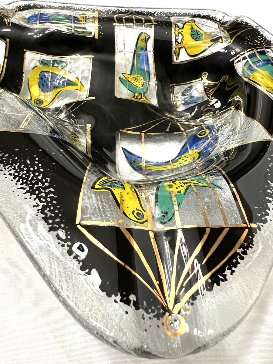 その他サービス | 福利厚生 Modern Century Mid Higgins in Birds Ashtray Glass Art Fused 工芸ガラス