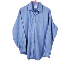 Brooks Brothers Dress Shirt Mens 16-4/5 Blue Plaid Long Sleeve Collared