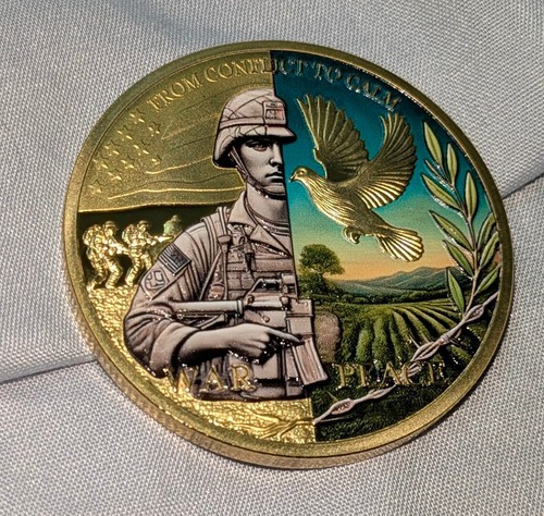War Peace Coin Mental Health Struggles Conflicts Calm Tree Army Soldier Dove UK - Imagen 11 de 16