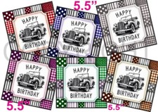 6 XL Card Toppers 5.5" Classic/Vintage Car Mens Happy Birthday CRAFTS/TAG Male