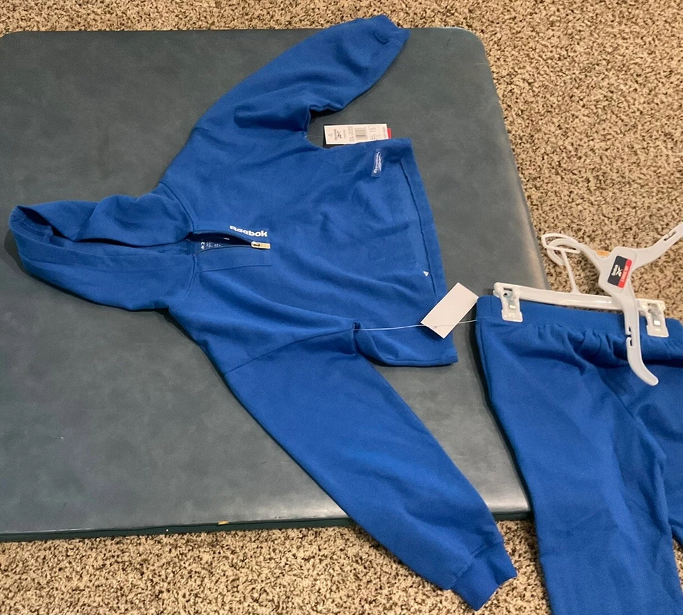 Reebok Niño Talla 6X Azul Real 2 Piezas Sudadera con Capucha Pantalones Sudadera Conjunto Nuevo con Etiquetas $58 Foto 2 de 4