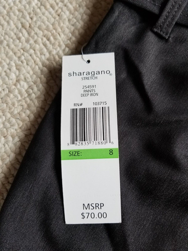 NWT $70 Womens Pants-SHARAGANO-gray rayon stretch "wide leg" w/tie belt-8 - Picture 4 of 5