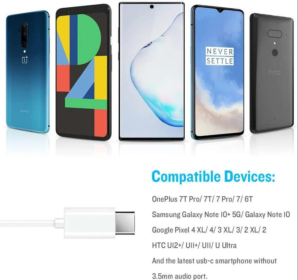 USB-C Type C Headphones Earphones with Mic For Samsung Galaxy Note 9/Note 10 - Image 3 of 4