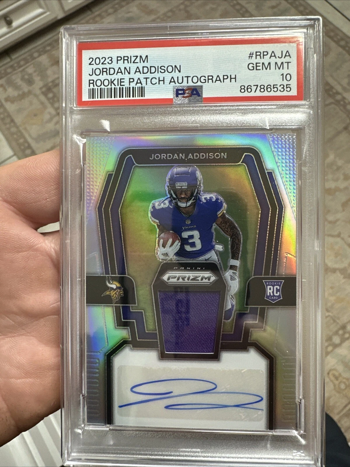 Jordan Addison Panini Prizm Rookie Patch Autographs #RPAJA Base