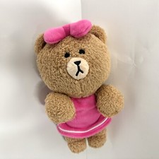Line Friends Gund Girl Sitting Teddy Bear Plush Toy Doll Pink Dress Bow 6  Soft
