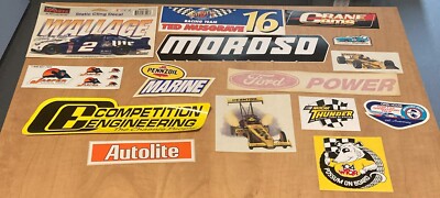 VINTAGE RACING DECALS STICKERS LOT OF 15--(B-11)--RARE!
