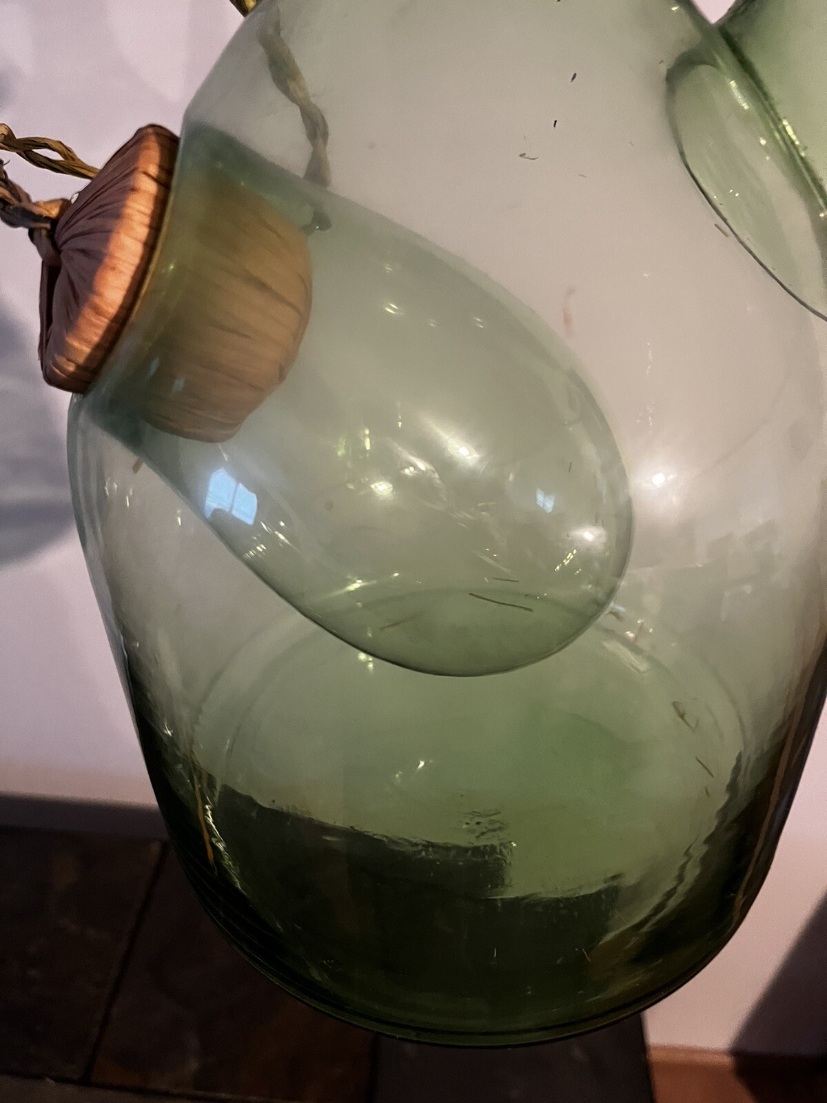 Vintage Princess House Wine Decanter Ice Chiller Italian Green Glass w