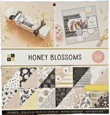 DCWV Paper Stack pad, 36 Sheets, 12x12 Honey Blossoms Bumble Bees and Flowers